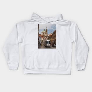 Modern Prague Tram Kids Hoodie